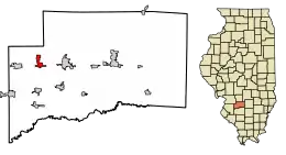 Location of Aviston in Clinton County, Illinois.