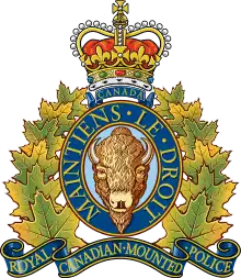 Badge of the RCMP.mw-parser-output cite.citation{font-style:inherit;word-wrap:break-word}.mw-parser-output .citation q{quotes:"\"""\"""'""'"}.mw-parser-output .citation:target{background-color:rgba(0,127,255,0.133)}.mw-parser-output .id-lock-free a,.mw-parser-output .citation .cs1-lock-free a{background:url("//upload.wikimedia.org/wikipedia/commons/6/65/Lock-green.svg")right 0.1em center/9px no-repeat}.mw-parser-output .id-lock-limited a,.mw-parser-output .id-lock-registration a,.mw-parser-output .citation .cs1-lock-limited a,.mw-parser-output .citation .cs1-lock-registration a{background:url("//upload.wikimedia.org/wikipedia/commons/d/d6/Lock-gray-alt-2.svg")right 0.1em center/9px no-repeat}.mw-parser-output .id-lock-subscription a,.mw-parser-output .citation .cs1-lock-subscription a{background:url("//upload.wikimedia.org/wikipedia/commons/a/aa/Lock-red-alt-2.svg")right 0.1em center/9px no-repeat}.mw-parser-output .cs1-ws-icon a{background:url("//upload.wikimedia.org/wikipedia/commons/4/4c/Wikisource-logo.svg")right 0.1em center/12px no-repeat}.mw-parser-output .cs1-code{color:inherit;background:inherit;border:none;padding:inherit}.mw-parser-output .cs1-hidden-error{display:none;color:#d33}.mw-parser-output .cs1-visible-error{color:#d33}.mw-parser-output .cs1-maint{display:none;color:#3a3;margin-left:0.3em}.mw-parser-output .cs1-format{font-size:95%}.mw-parser-output .cs1-kern-left{padding-left:0.2em}.mw-parser-output .cs1-kern-right{padding-right:0.2em}.mw-parser-output .citation .mw-selflink{font-weight:inherit}"Registration of a Badge". Public Register of Arms, Flags and Badges of Canada. Official website of the Governor General. Retrieved November 8, 2021.