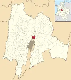 Location of the town and municipality of Chia in Cundinamarca Department.