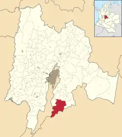 Location of the municipality and town inside Cundinamarca Department of Colombia