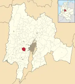 Location of the municipality and town inside Cundinamarca department of Colombia