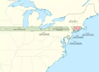 Image 8A map showing Connecticut's land claims. (from History of Connecticut)