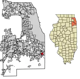Location of Sauk Village in Cook County, Illinois.