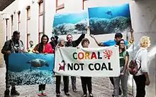 Image 8A protest against the Adani Carmichael mine, 2016 (from Environmental threats to the Great Barrier Reef)