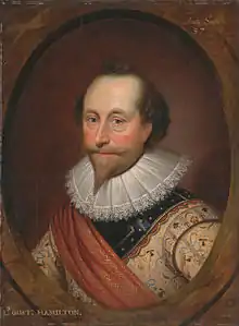 Erroneously inscribed Ld Gust Hamilton, but known to be Sir Alexander Temple; by Cornelius Johnson, 1620