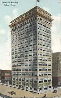 Image 9The Praetorian Building in Dallas, completed 1909, was the first skyscraper west of the Mississippi and the tallest in Texas. (from History of Texas)