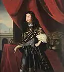 Painting by the royal painter David Klöcker Ehrenstrahl , depicting the Young King Carl XI of Sweden. Colelction of the National Museum (Stockholm), located in Läckö Castle, Sweden.