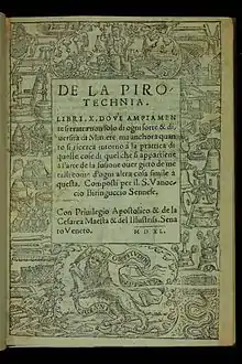 Title page,  De la pirotechnia, 1540