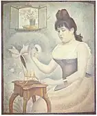 Georges Seurat, 1889–90, Jeune femme se poudrant (La Poudreuse), oil on canvas, 94.2 × 79.5 cm, Courtauld Institute of Art, London