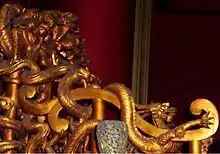 Image 11Detail of the Dragon Throne used by the Qianlong Emperor of China, Forbidden City, Qing dynasty. Artifact circulating in U.S. museums on loan from Beijing (from Culture of Asia)