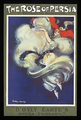 Image 66The Rose of Persia poster, by Dudley Hardy (restored by Adam Cuerden) (from Wikipedia:Featured pictures/Culture, entertainment, and lifestyle/Theatre)