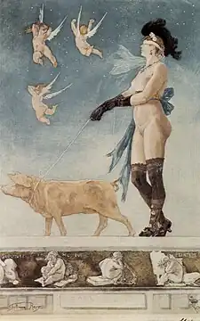 Etching with watercolours, private collection
