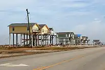 Timber piling structures on Bolivar Peninsula