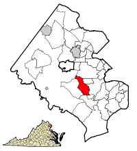 Location of West Springfield in Fairfax County, Virginia