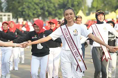Nariswari participated in a series of commemorations of the 40th National Sports Day (Haornas) in 2023 at the Jakarta International Velodrome Field Complex, on September 8, 2023.
