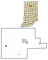 Location of Kewanna in Fulton County, Indiana.