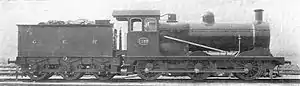 Great Eastern F48 0-6-0, with a two-hoop boiler barrel and thus the dome moved rearwards