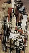 Georges Braque, 1914, Man With a Guitar, oil on canvas, 130 × 73 cm, Musée National d'Art Moderne, Centre Georges Pompidou, Paris