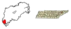 Location of Blaine in Grainger County, Tennessee.