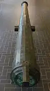 Grand culverin of the Knights Hospitallers, 1500–1510, Rhodes. French work, caliber: 165 mm, length: 540 cm, weight: 3343 kg, ammunition: 15 kg iron ball. Arms of Emery d'Amboise. Given by Abdülaziz to Napoleon III in 1862