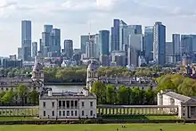 Canary Wharf from Greenwich Park. April 2022.