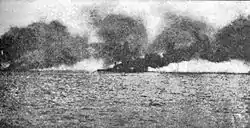 Image 66The British battle cruiser Lion burning after being struck by a salvo during the Battle of Jutland. Photo credit:This photograph originally appeared in The Literary Digest History of the World War. The photographer is Miles van den Berg.