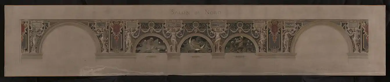 Sketch for the north entrance lounge of the Hôtel de Ville in Paris. The night. The Dragon. Petit Palais.