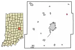 Location of Mooreland in Henry County, Indiana.