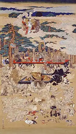 Hokkai Dōjin Taking a Nap Under the Trees (1886), by Kawanabe Kyōsai (Matsuura Takeshirō Memorial Museum)