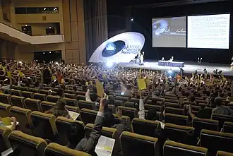 Image 23A voting session is conducted in 2006 International Astronomical Union's general assembly for determining a new definition of a planet (from Astronomer)