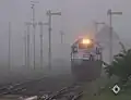 A diesel locomotive at Madiun Station, 2005