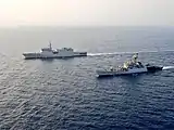 INS Kulish and INS Sumedha enroute to Bangladesh.