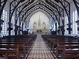 The Neo-Gothic cathedral interior in 2023