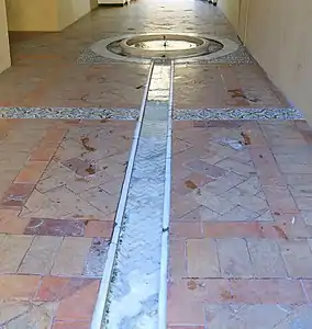 A near-horizontal ridged channel in the Room of Justice, 1360s Alcazar of Seville, Spain (wet)