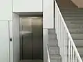 One of the lifts and stairs inside