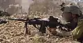 IDF infantry soldier fires a Negev NG7 or a Negev 7 ULMG during the 2023 Israel–Hamas war