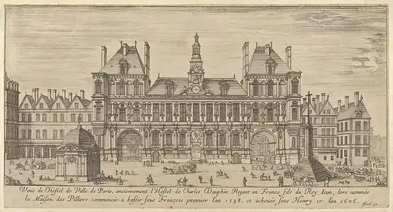 17th-century engraving of the Hotel de Ville