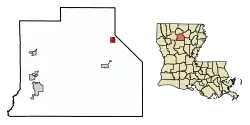 Location of Eros in Jackson Parish, Louisiana.