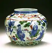 Wucai jar with the Eight Immortals, Wanli reign, 1573–1620