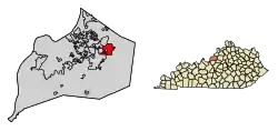 Location of Middletown in Jefferson County, Kentucky.