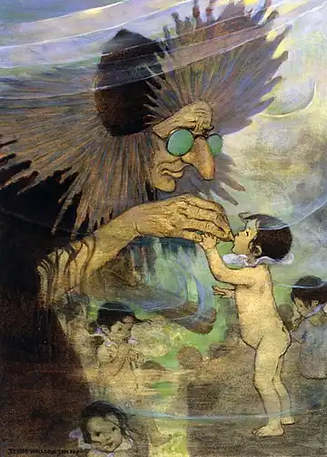 Image 14The Water-Babies, A Fairy Tale for a Land BabyArtist: Jessie Willcox Smith; Restoration: ErikTheBikeManMrs. Bedonebyasyoudid, a character named after the Golden Rule, from The Water-Babies, A Fairy Tale for a Land Baby, a children's novel by Charles Kingsley. Published in 1863, the book was extremely popular in England, and was a mainstay of British children's literature for many decades. The book had been intended in part as a satire, a tract against child labour, as well as a serious critique of the closed-minded approaches of many scientists of the day in their response to Charles Darwin's ideas on evolution.More selected pictures
