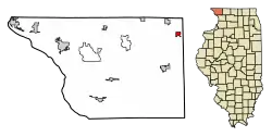 Location of Nora in Jo Daviess County, Illinois.