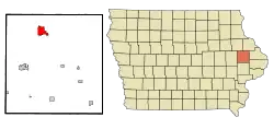 Location within Jones County and Iowa
