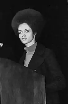 Image 30Kathleen Cleaver delivering a speech, 1971 (from African-American women in the civil rights movement)