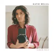 A self-portrait of a brunette woman, wearing a red shirt, holding a camera.