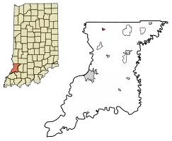 Location of Oaktown in Knox County, Indiana.