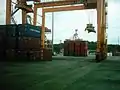 Rubber Tyred Gantry (RTG) in operation at Kuantan Port Container Yard