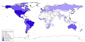 Image 18Global distribution of LDS Church members in 2009 (from Mormons)