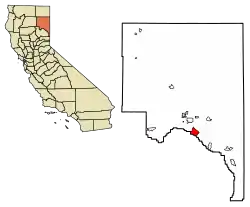 Location of Janesville in Lassen County, California.