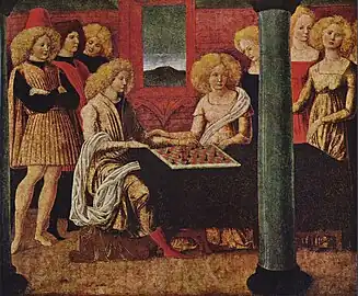 Image 23Liberale da Verona, The Chess Players, c. 1475 (The Metropolitan Museum of Art) (from Chess in the arts)